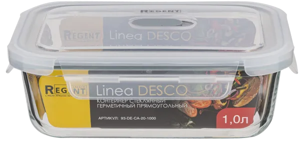 Изображение Контейнер 1000мл стекло Регент инокс прямоугольный герметичный Регент Рус , 1 шт