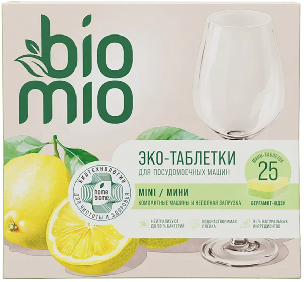 Изображение Таблетки для ПММ Биомио БИО масла юдзу и бергамота Капелла ООО к/у, 25 шт
