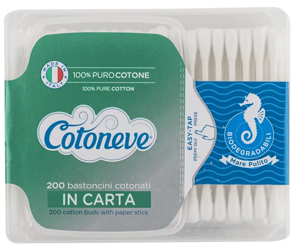 Изображение Ватные палочки 100% хлопок Котонев БИО биоразлагаемые Сисма п/у, 200 шт