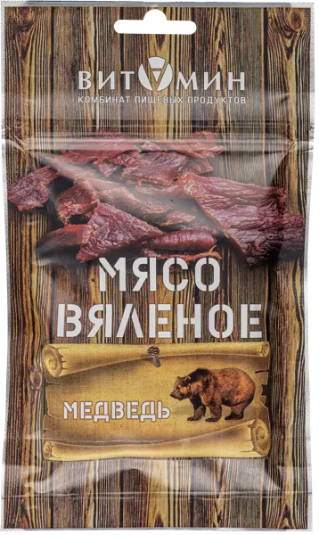 Изображение Мясо вяленое Деликатес дичь медведь Деликатес дичь м/у, 50 г
