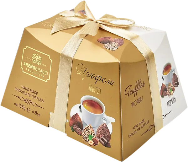 Изображение Конфеты г.Краснодар Арено Грачи пирамида золотая шоколадные Звезда Кубани кор, 135 г