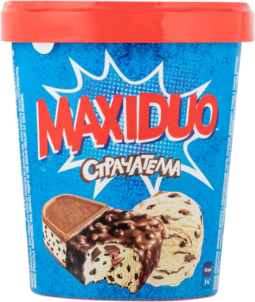 Изображение Мороженое ведро Максидуо молочное с кусочками шоко Фронери кор, 282 г