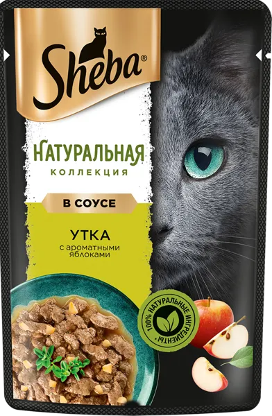 Изображение Корм для кошек Шеба Нэйчес утка яблоки в соусе Марс м/у, 75 г