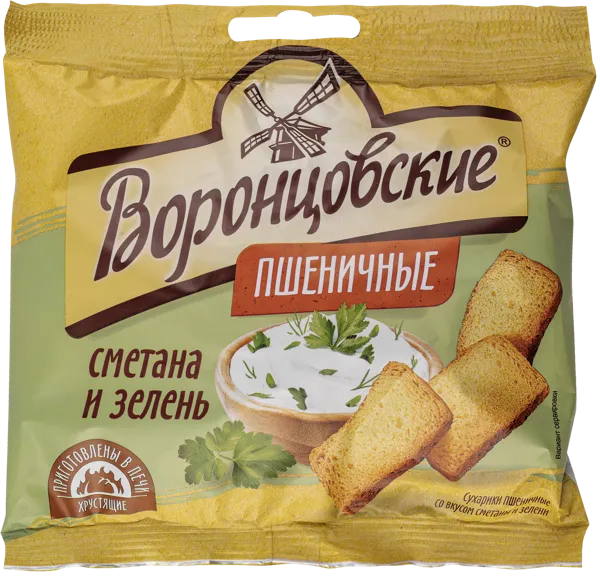 Изображение Сухарики пшеничные Воронцовские сметана зелень ТД м/у, 80 г