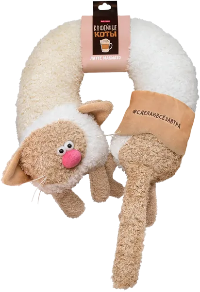 Изображение Подушка дорожная 31 см+маска Будибаса кофейные коты латте макиато МПП ООО , 1 шт