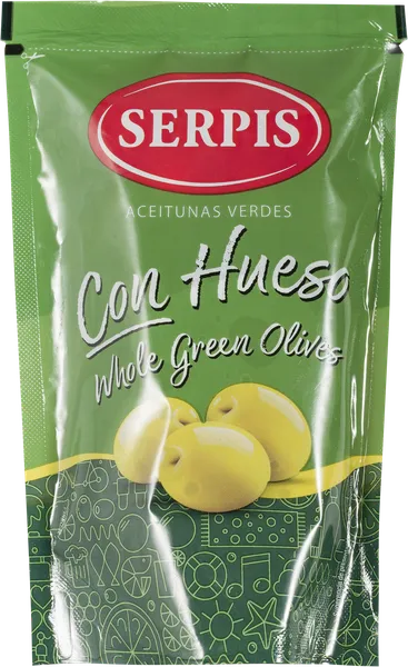 Изображение Оливки с косточкой Серпис из Аликанты Мансанилья зеленые Кандидо Миро м/у, 175 г