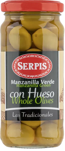 Изображение Оливки с косточкой Серпис из Аликанты мансанилья Кандидо Миро с/б, 235 г