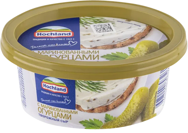 Изображение Сыр творожный Хохланд маринованные огурцы Хохланд Руссланд п/б, 140 г