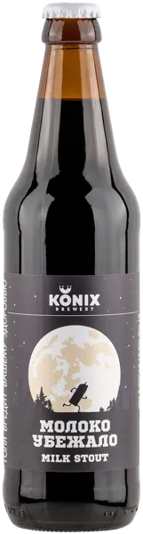 Изображение Пивной напиток темное Стаут 5,0% н/ф Коникс Молоко Убежало Визит с/б, 0,45 л
