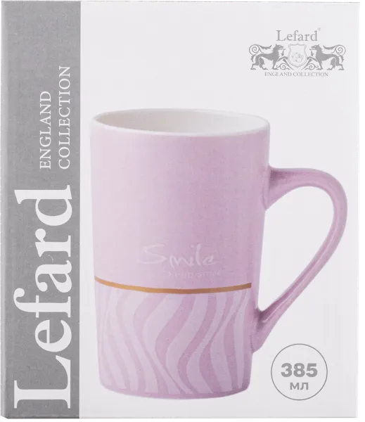 Изображение Кружка 385мл розовая Лефард смайл Лефард , 1 шт