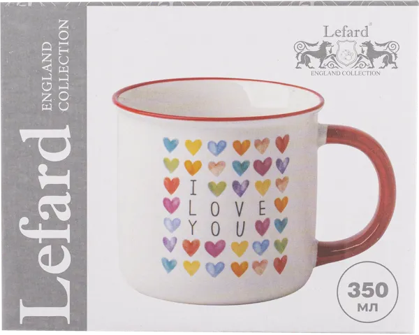 Изображение Кружка 350мл кремовая Лефард ай лав ю сердечки Лефард к/у, 1 шт