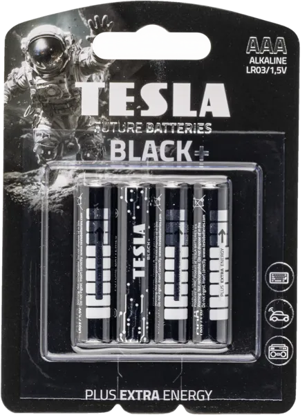Изображение Батарейка ААА ЛР03 1,5 вольт Тесла блэк Тесла Баттерис к/у, 4 шт