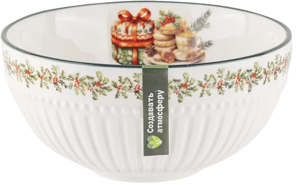 Изображение Миска 12см бело-зеленая Табрис рождество Ловинг Хоум к/у, 1 шт