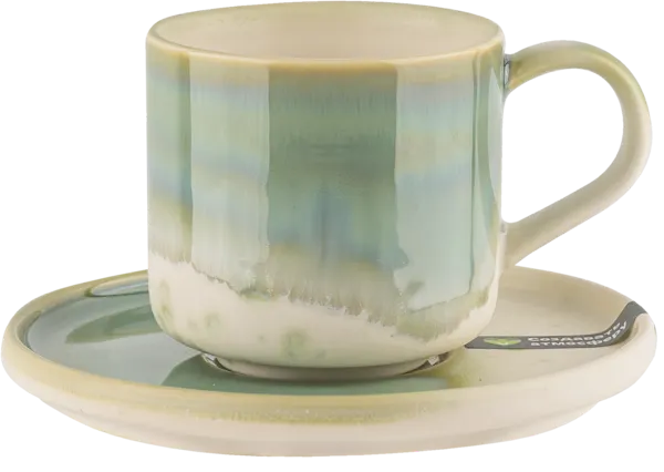 Изображение Чайная пара 130мл бело-зеленая Табрис нефритовый пляж Ловинг Хоум , 1 шт