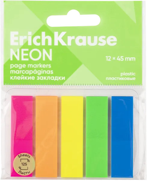 Изображение Закладки 125л на клею Эрих Краузе неон 5 цветов Эрих Краузе м/у, 1 упак