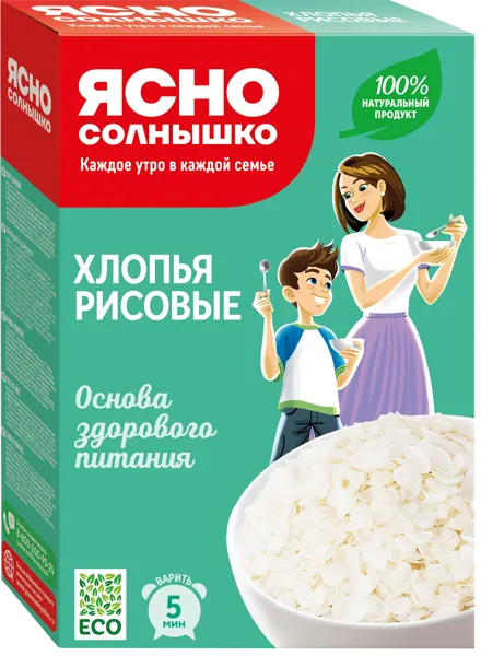 Изображение Хлопья рисовые Ясно Солнышко 5 мин Петербургский МК кор, 375 г