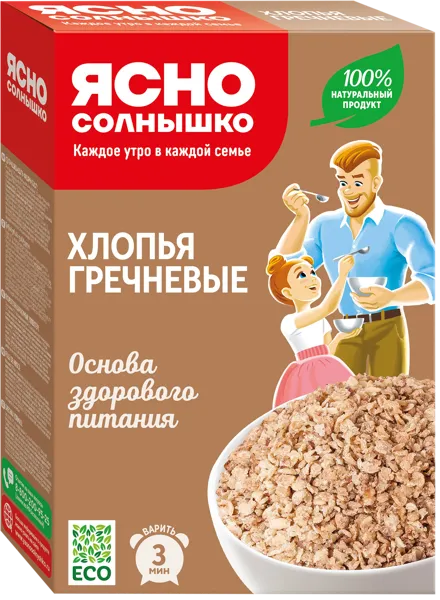 Изображение Хлопья гречневые Ясно Солнышко 3 мин Петербургский МК кор, 375 г
