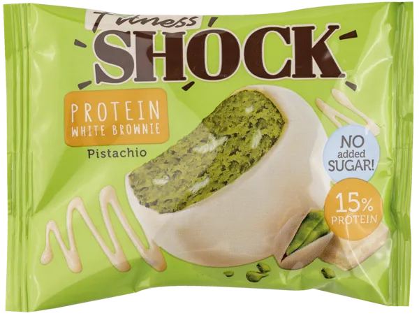 Изображение Пирожное протеиновое Фитнес шок брауни белый шок фисташка Фитнес десерты м/у, 50 г