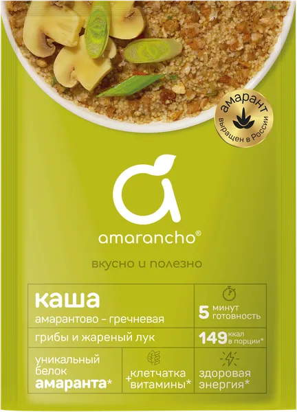 Изображение Каша амарантово-гречневая Амаранчо грибы жареный лук Полинка м/у, 45 г