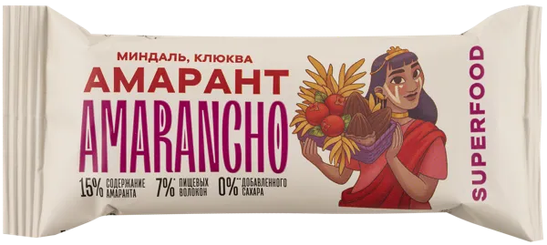 Изображение Батончик фруктово-зерновой Амаранчо амарант миндаль клюква Витбиокор м/у, 30 г
