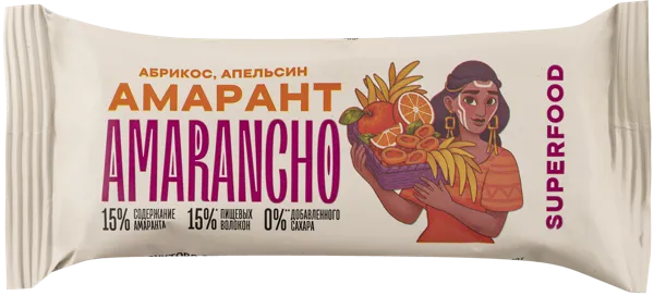 Изображение Батончик фруктово-зерновой Амаранчо амарант абрикос апельсин Витбиокор м/у, 30 г