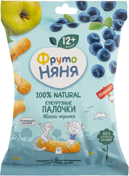 Изображение Кукурузные палочки с 12 месяцев Фрутоняня яблоко черника Прогресс м/у, 20 г