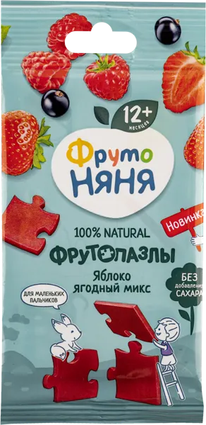 Изображение Фруктовые кусочки с 12 месяцев Фрутоняня Пазлы ябл ягодный микс Прогресс м/у, 20 г