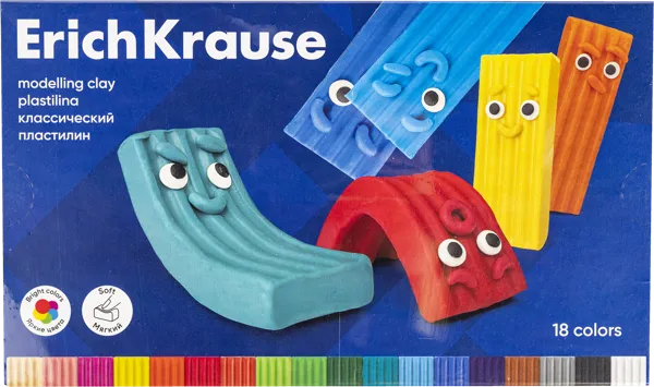 Изображение Пластилин 18 цветов со стеком Эрих Краузе колор френдс Эрих Краузе к/у, 1 шт