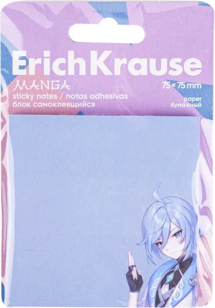 Изображение Блок 7,5*7,5см самоклеящийся Эрих Краузе манга голубой Эрих Краузе к/у, 1 шт
