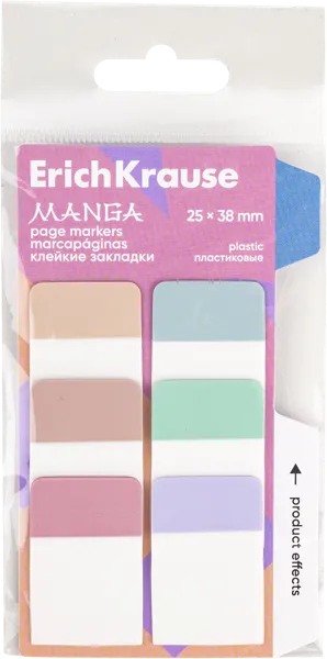 Изображение Закладки 60л клейкие Эрих Краузе манга пластиковые Эрих Краузе к/у, 1 шт