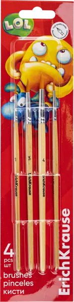 Изображение Кисти для красок Эрих Краузе джолли френдс синтетика Эрих Краузе к/у, 4 шт