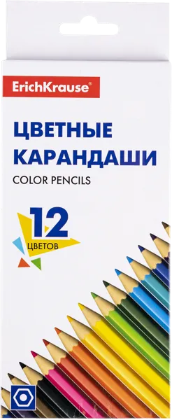 Изображение Карандаши цветные Эрих Краузе классические шестигранные Эрих Краузе к/у, 12 шт