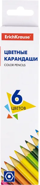 Изображение Карандаши цветные Эрих Краузе классические шестигранные Эрих Краузе к/у, 6 шт