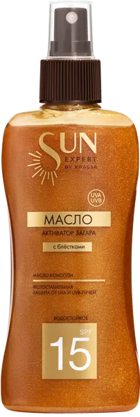 Изображение Масло для загара Красса активатор СПФ15 блестки КРАССА-Косметикс п/у, 180 мл