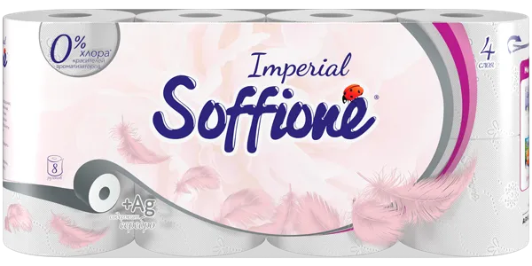 Изображение Туалетная бумага 4-х слойная Соффионе империал 140 листов Архбум м/у, 8 шт