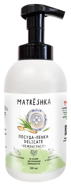 Изображение Пенка для мытья посуды Матрешка БИО лемонграсс концентрат КубаньБытХим п/у, 500 мл