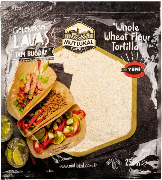 Изображение Тортилья 1*4 d25 Мутлукал из цельнозерновой муки Мутлукал м/у, 260 г