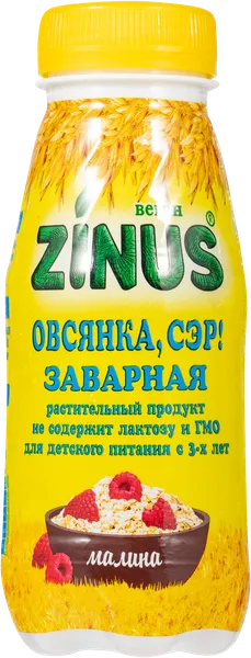 Изображение Продукт овсяный питьевой Зинус Овсянка Сэр малина Интерпродукт п/б, 250 г