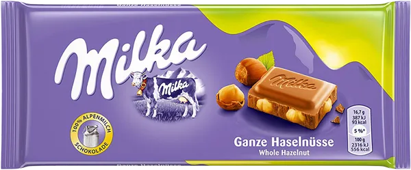Изображение Шоколад молочный Милка цельный лесной орех Мондэлис м/у, 95 г