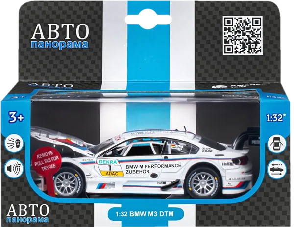 Изображение Машина 1:32 свет, звук Автопанорама бмв м3 dtm белая Гуандонг Джаки к/у, 1 шт