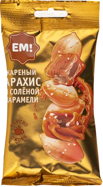 Изображение Арахис жареный ЕМ соленая карамель Орехпром м/у, 60 г