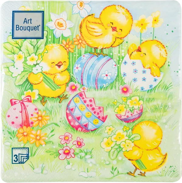 Изображение Салфетки 33*33см 3х слойные Арт букет пасха пасхальные игры Русская Бумага м/у, 20 шт