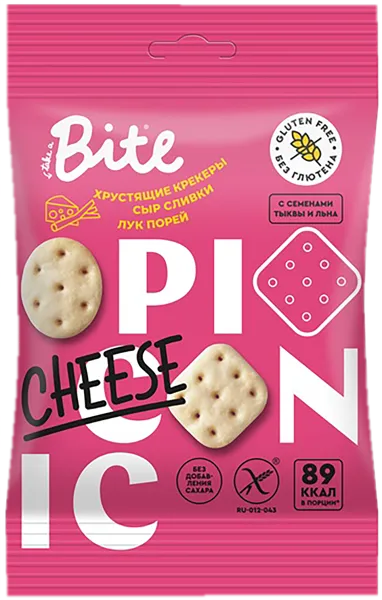 Изображение Крекер без сахара Байт сыр сливки лук-порей Биофудлаб м/у, 60 г