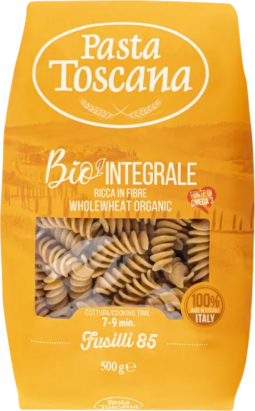 Изображение Макароны цельнозерновые Паста Тоскана из Тосканы фузилли №85 с Омега3 Патифицио Фабианелли м/у, 500 г