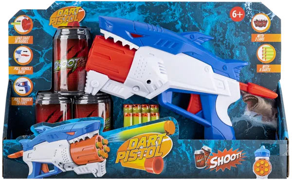 Изображение Пистолет 27 см Купман акула с дротиками Купман Интернэшнл к/у, 1 шт