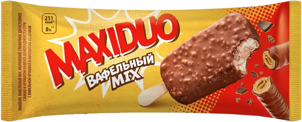 Изображение Мороженое сливочное Максидуо вафельный микс Фронери Рус м/у, 63 г