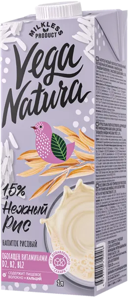 Изображение Напиток 1,5 % рисовый Вега Натура нежный рис Южное т/п, 1 л
