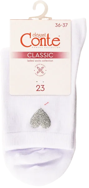 Изображение Носки размер 23 женские Конте 22С-40СП белые с сердечко Конте СПА м/у, 1 пара