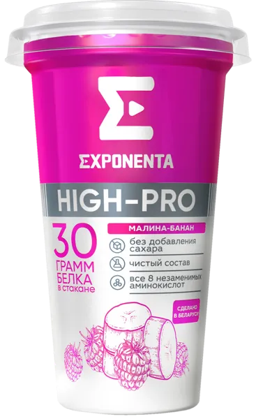 Изображение Продукт кисломолочный обогащен белком 30г Экспонента малина банан Молочные горки п/б, 250 мл