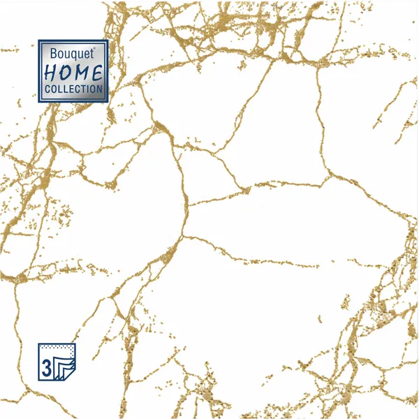 Изображение Салфетки 3х слойные Букет хоум коллекшн классик мрамор белый 33*33см Русская Бумага м/у, 20 шт